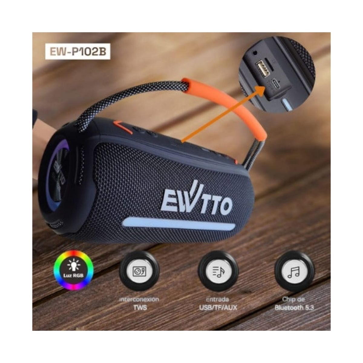 EWTTO - Parlante Portatil Recargable EWTTO EW-P102B