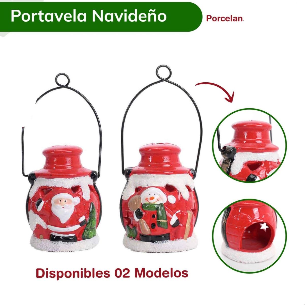 GENERICO - Porta vela navideña de porcelana