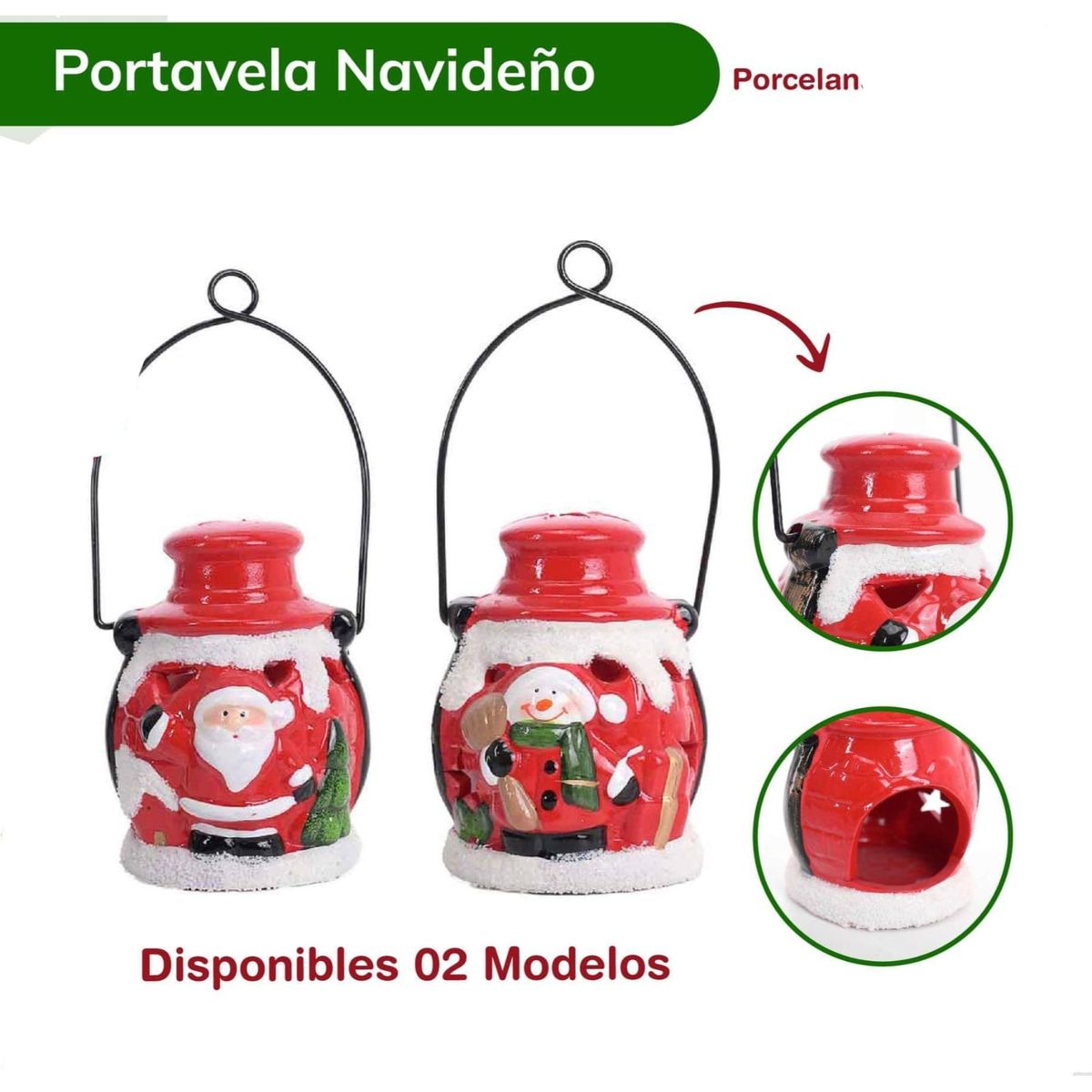 GENERICO - Porta vela navideña de porcelana