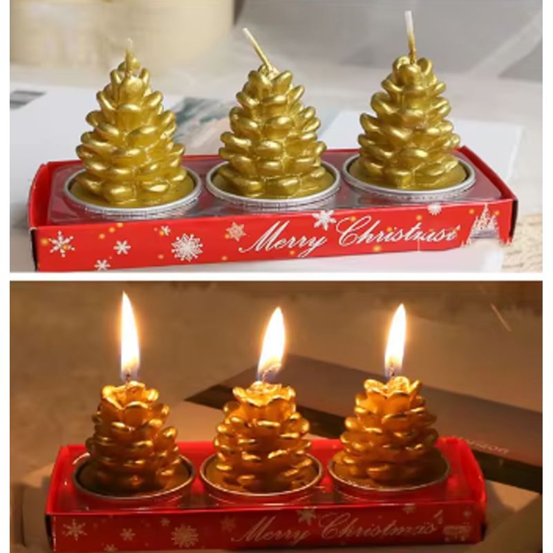 GENERICO - Set de 3 Mini Velas decorativas Navideñas