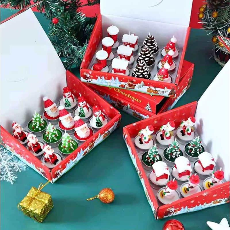 GENERICO - Set de 12 Mini Velas decorativas Navideñas