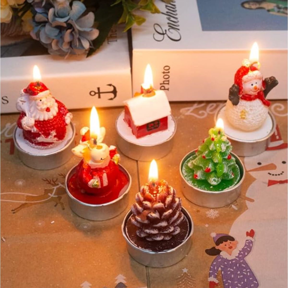 GENERICO - Set de 6 Mini Velas decorativas Navideñas