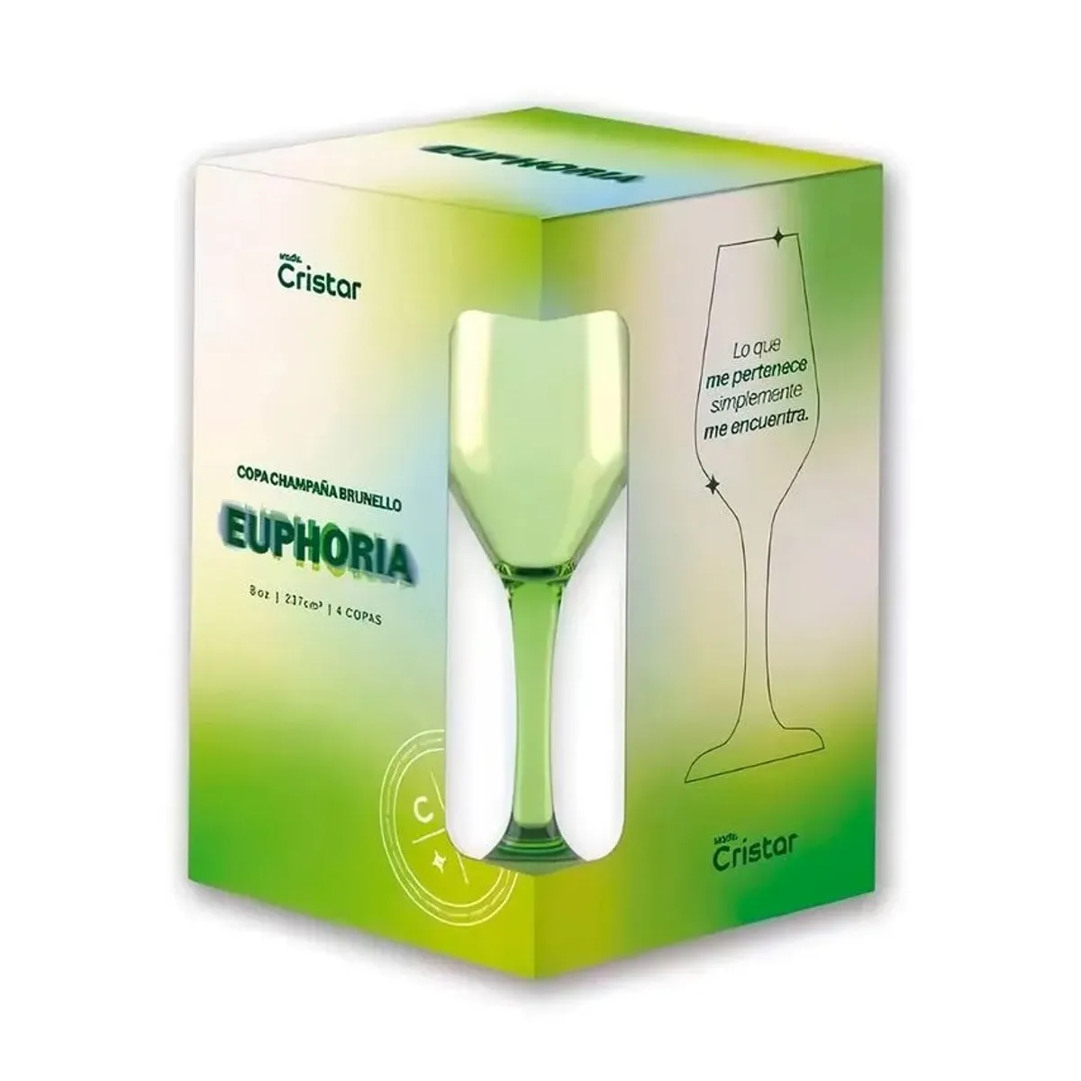 CRISTAR - Copa Brunello Champaña 8 Onz Est.x 4 Pza