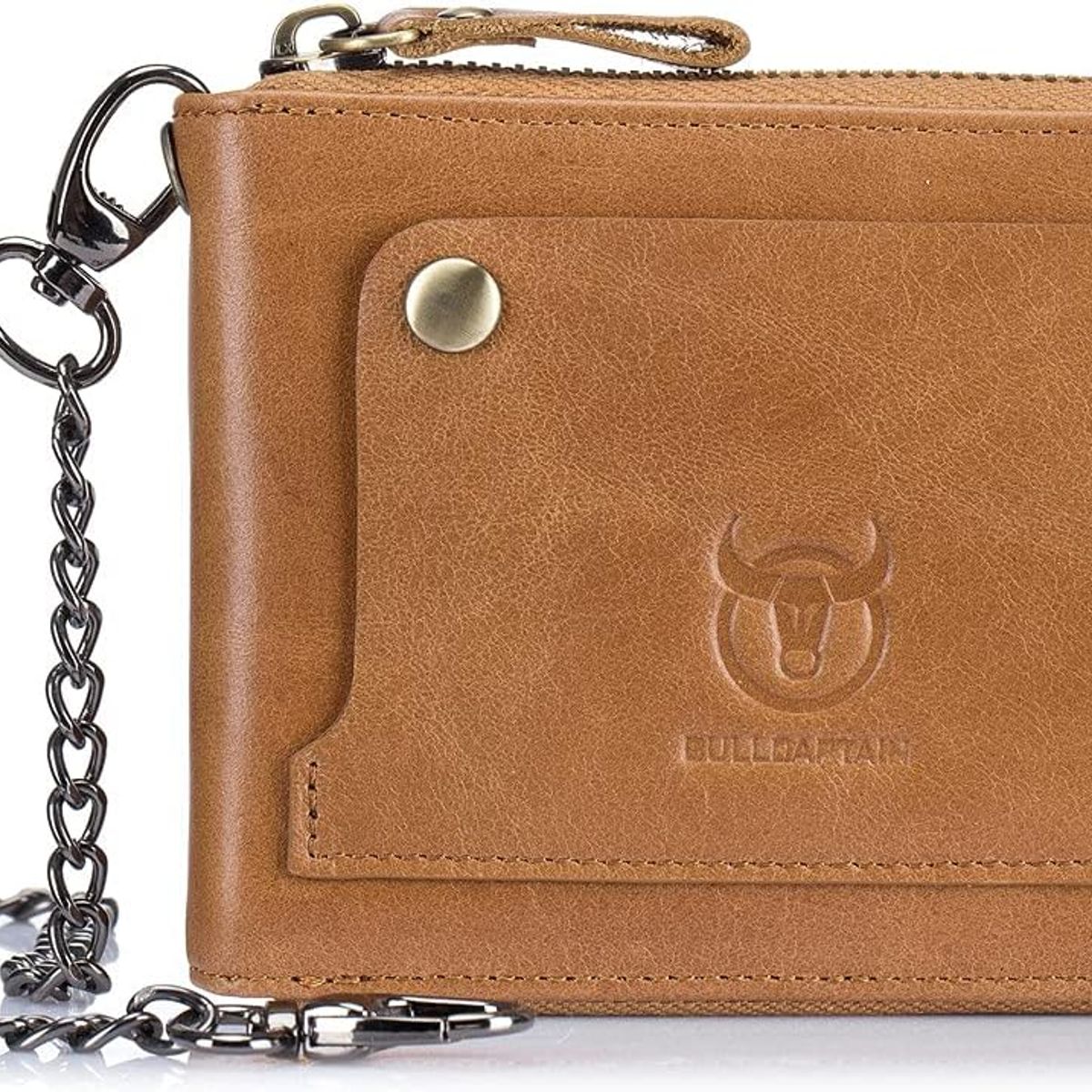 BULLCAPTAIN - BullCaptain - Billetera de Cuero QB-022-BEI Con Cadena - Beige