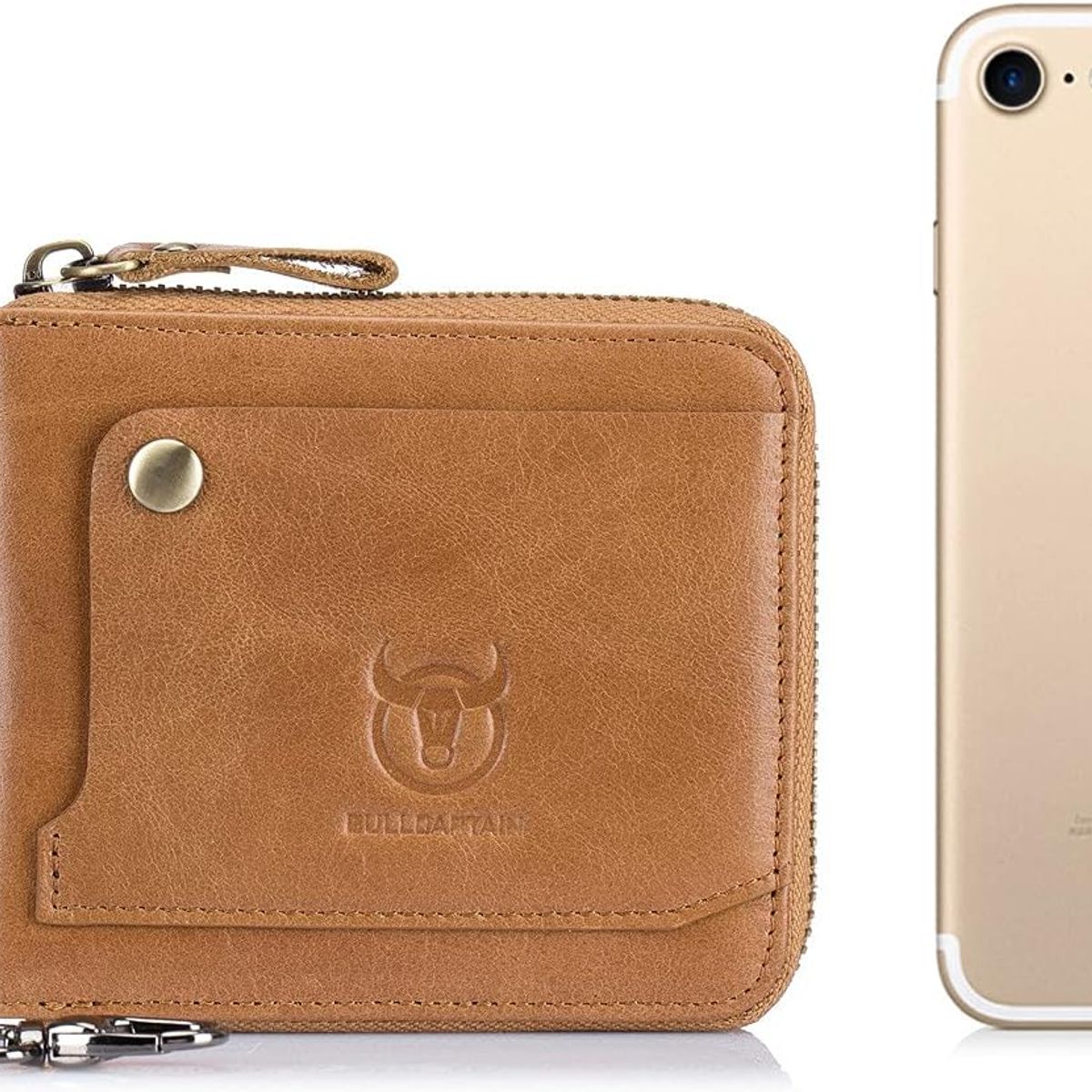 BULLCAPTAIN - BullCaptain - Billetera de Cuero QB-022-BEI Con Cadena - Beige