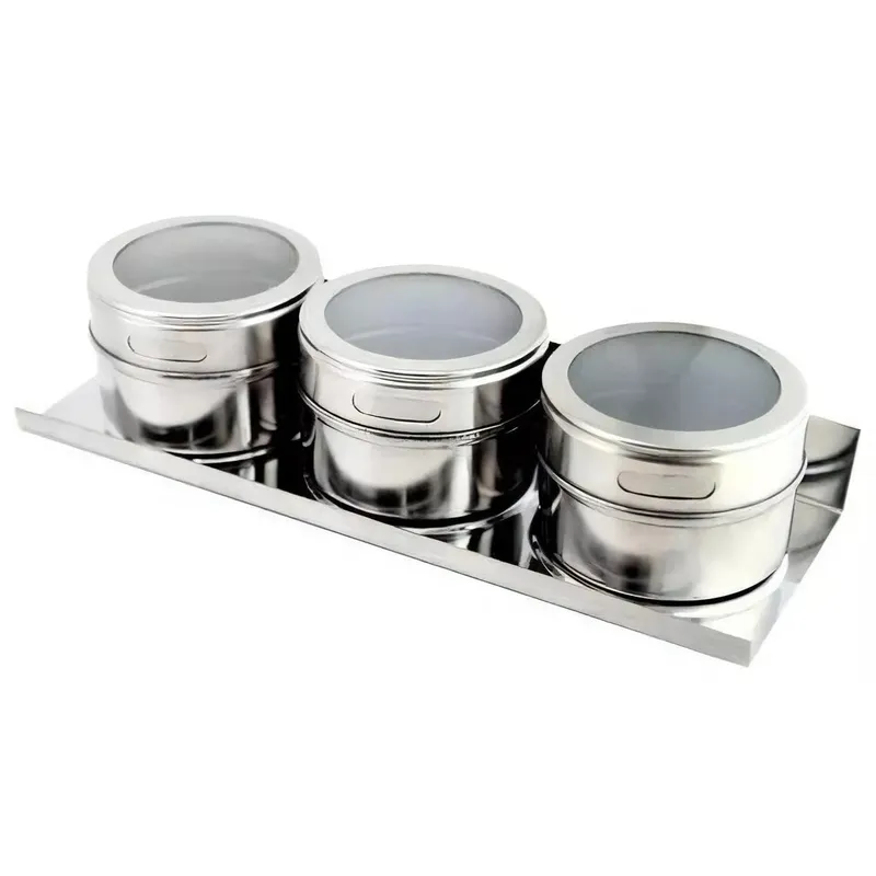 GENERICO - Set x 3 Condimenteros Imantados de acero Inox.