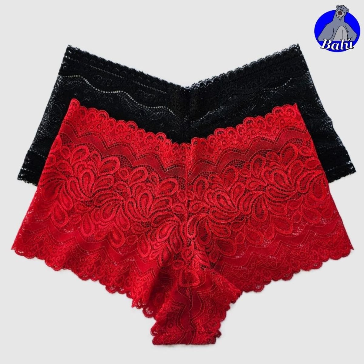 GENERICO - Bóxer cachetero de encaje colombiano PACK 2 unidades