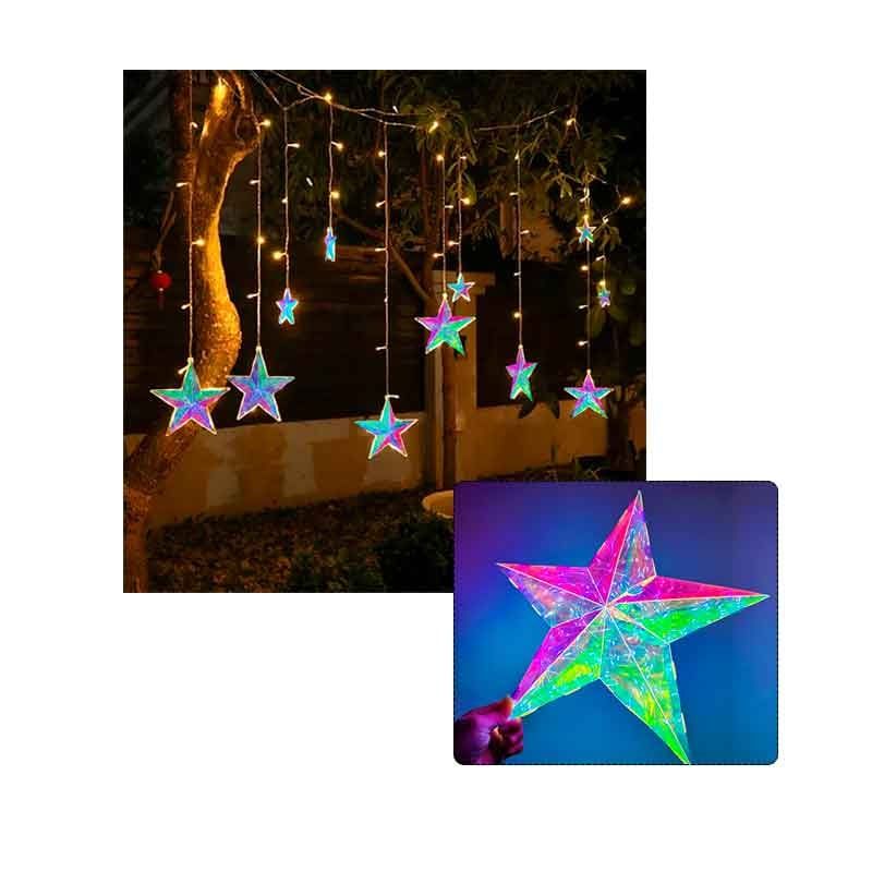 GENERICO - CASCADA Estrella Iridiscente - Luces AMARILLAS