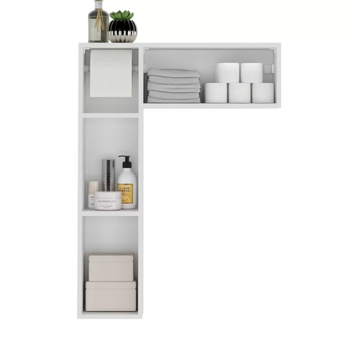 TU MESITA - Mueble de Baño Flotante con Porta rollo Milena Color Blanco 2 puertas