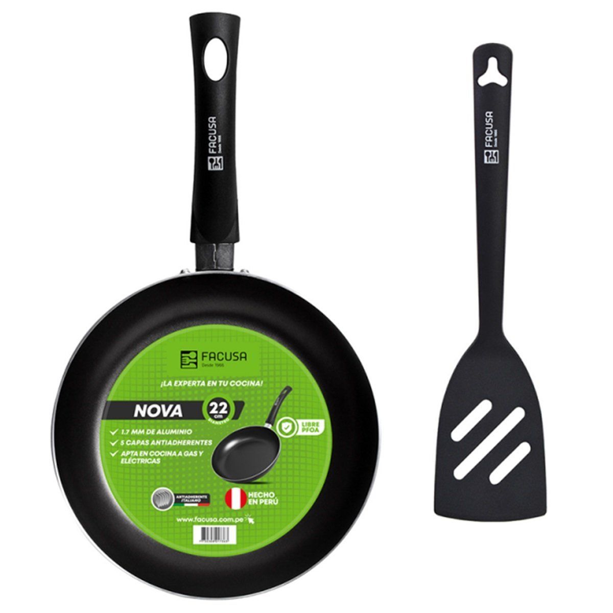 FACUSA - Sartén Nova 22cm + Espátula de Nylon - Facusa