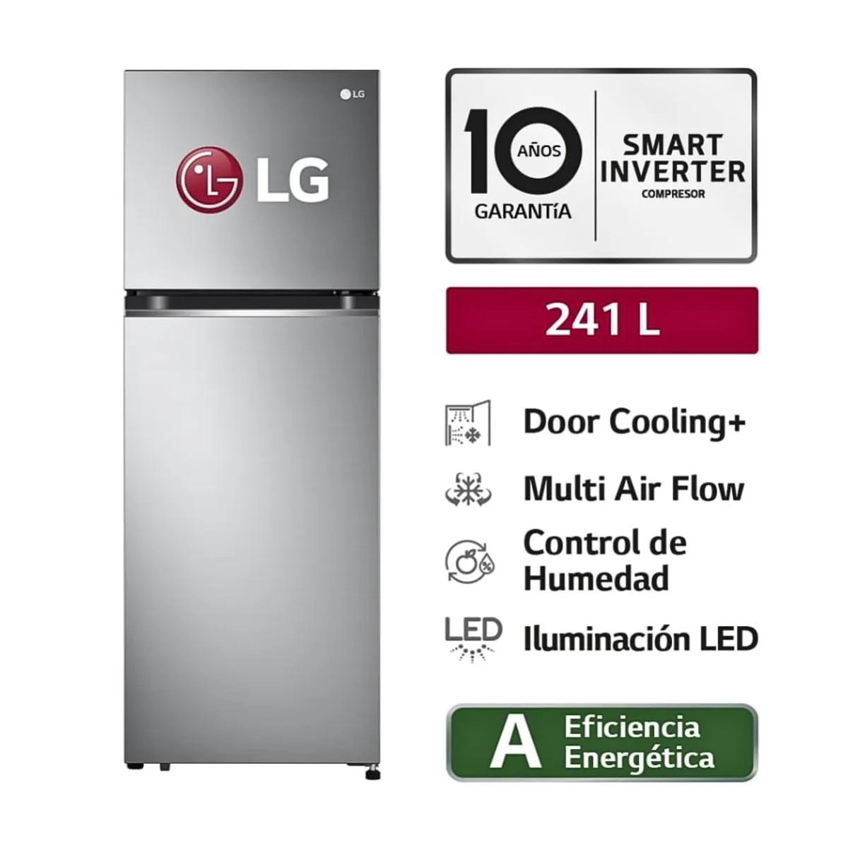 LG - Refrigeradora LG 264 Lts. Top Freezer con Door Cooling GT26BPP