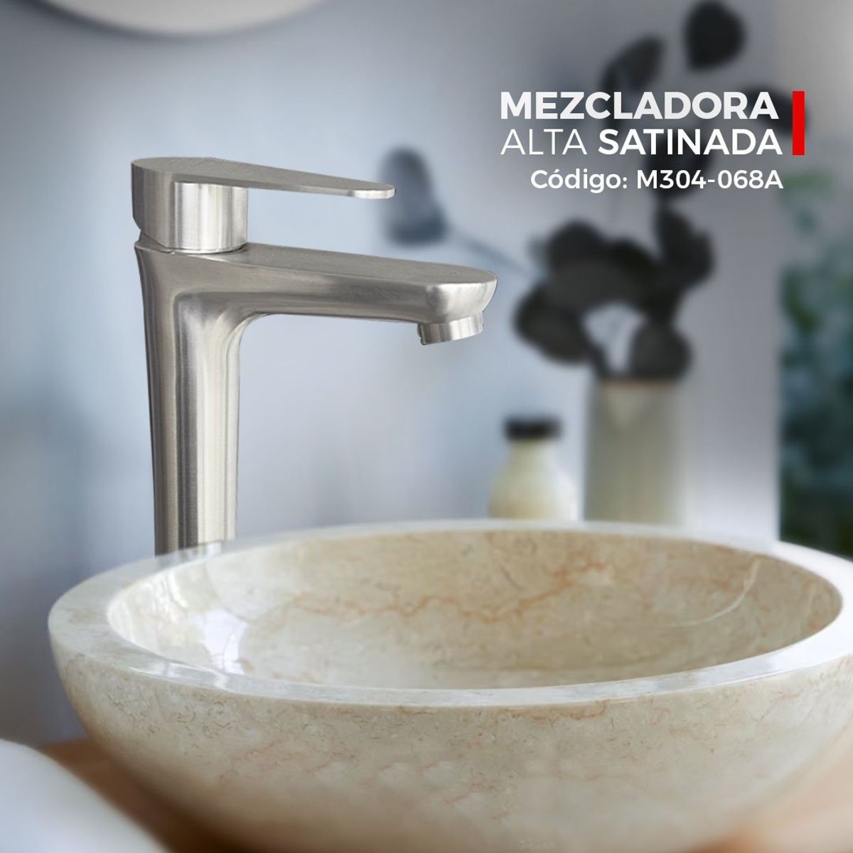 XM - MEZCLADORA MONCOMANDO DE LAVATORIO SATINADO M304-068A