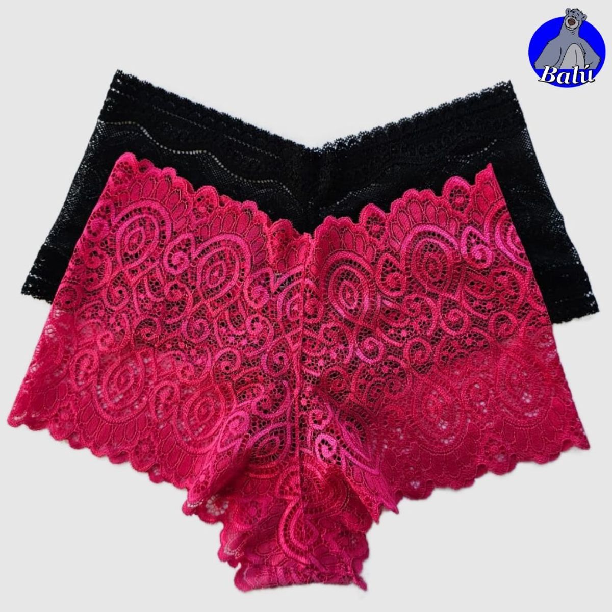 GENERICO - Bóxer cachetero de encaje colombiano PACK 2 unidades