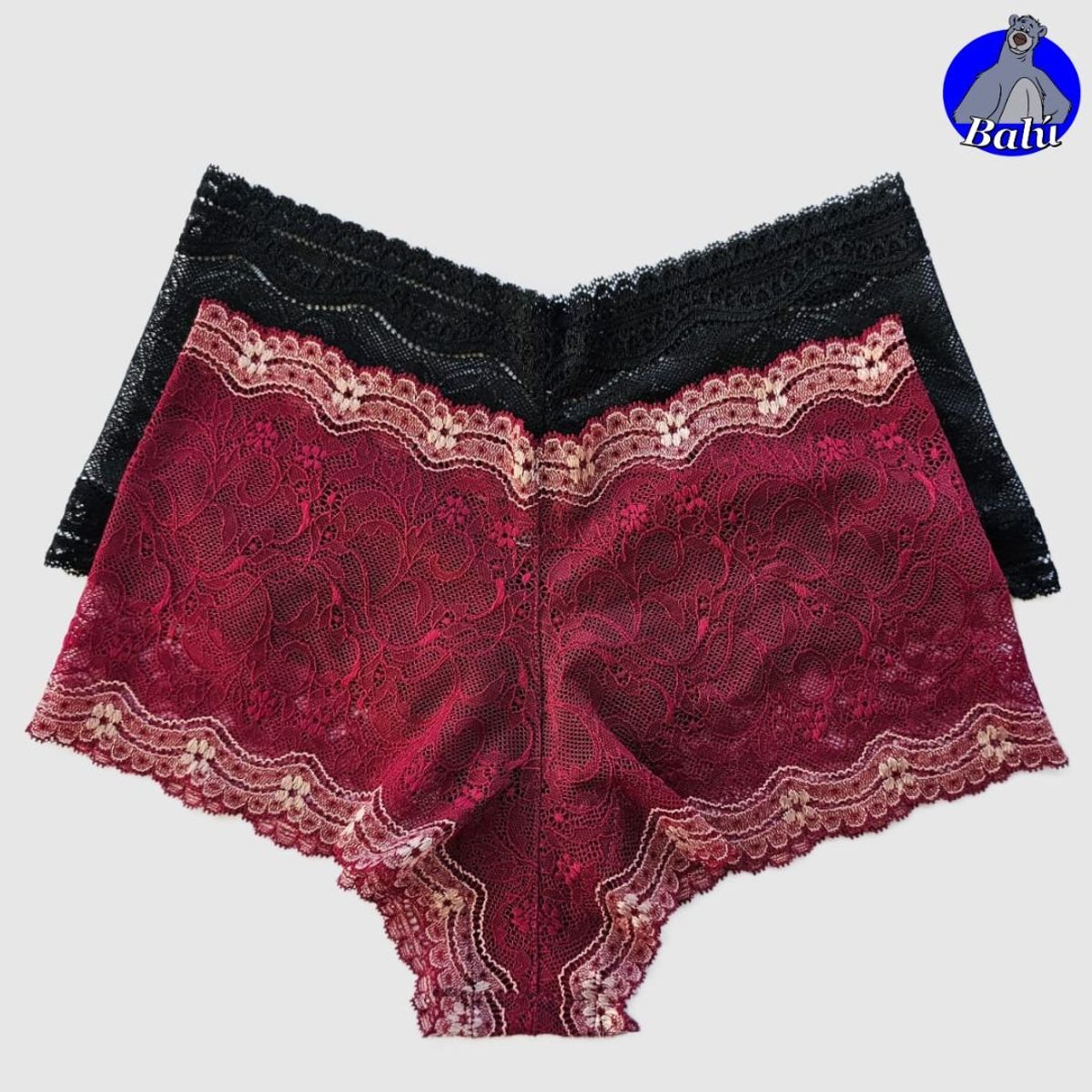 GENERICO - Bóxer cachetero de encaje colombiano PACK 2 unidades