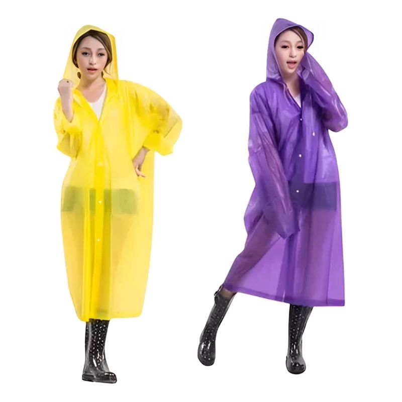 GENERICO - Pack x2 Ponchos Impermeable con capucha y botones para niños y jóvenes