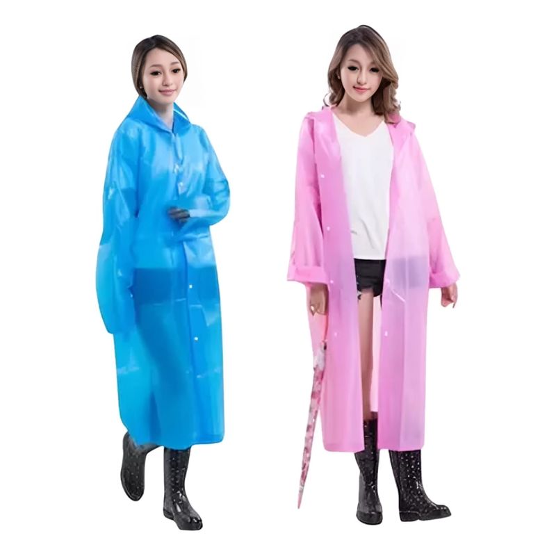 GENERICO - Pack x2 Ponchos Impermeable con capucha y botones para niños y jóvenes