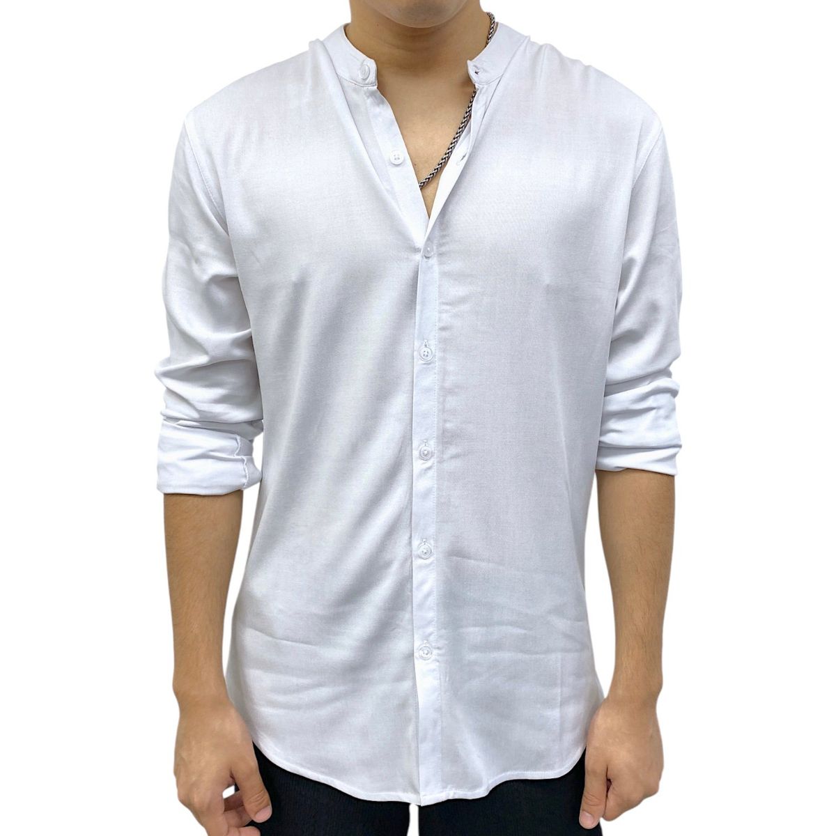 AMERICAN EXCHANGE - Camisa Cuello Neru Manga Larga Blanco De Hombre - American Exchange