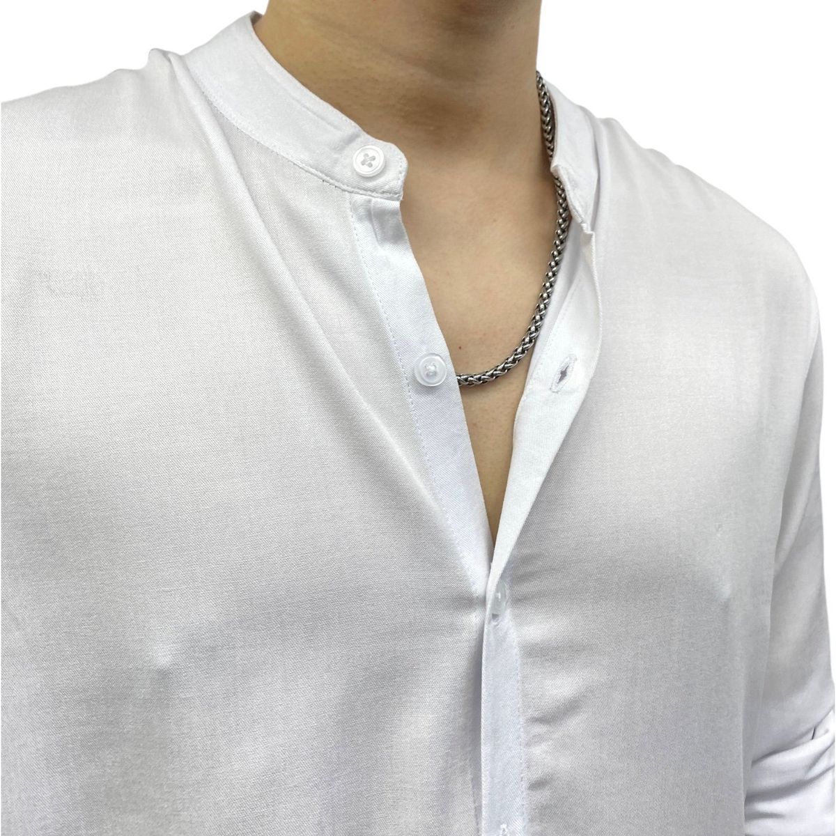 AMERICAN EXCHANGE - Camisa Cuello Neru Manga Larga Blanco De Hombre - American Exchange