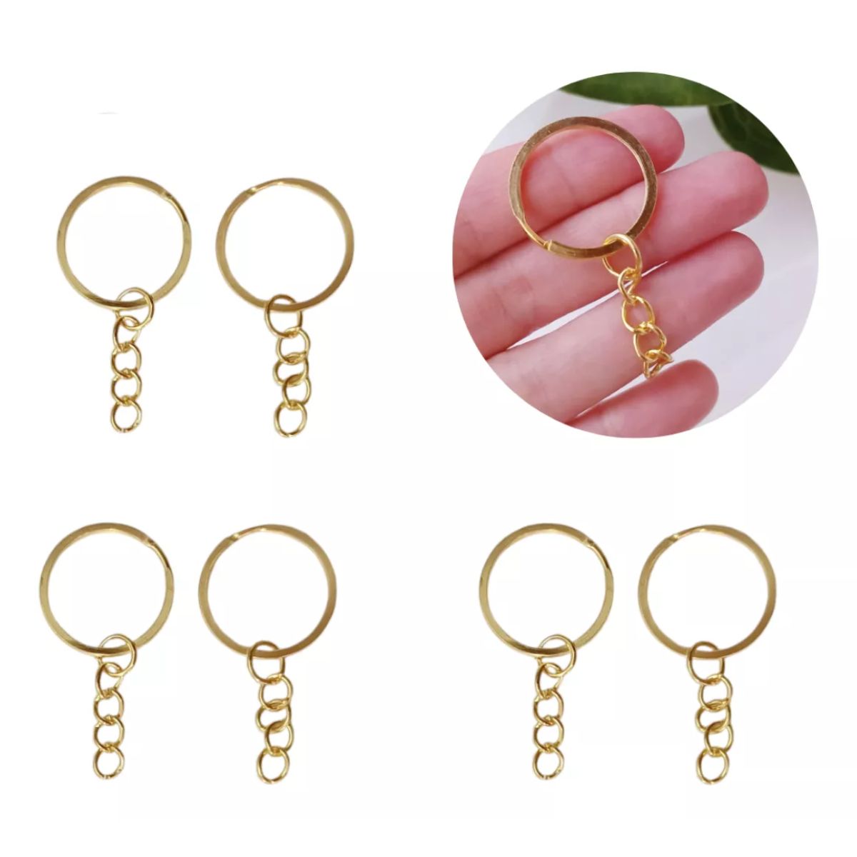 GENERICO - Pack 200 Unidades Argollas Llaveros Dorado 25mm Insumos