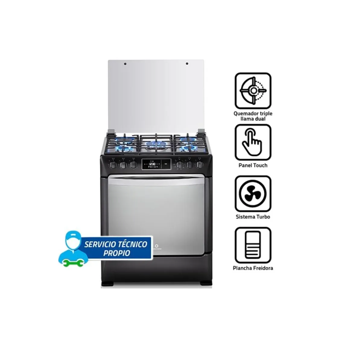 INDURAMA - Cocina a Gas Indurama 5 hornillas NIZA ZAFIRO Negro