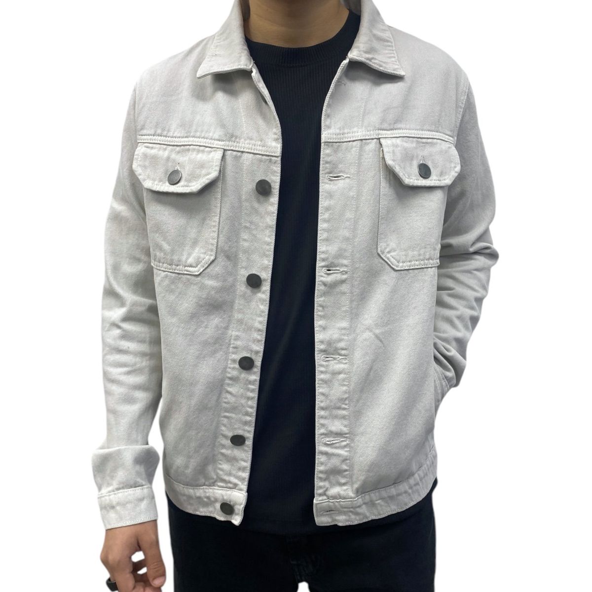 ABORIGEN - Casaca Jean Bull Denim Hueso de Hombre - Aborigen