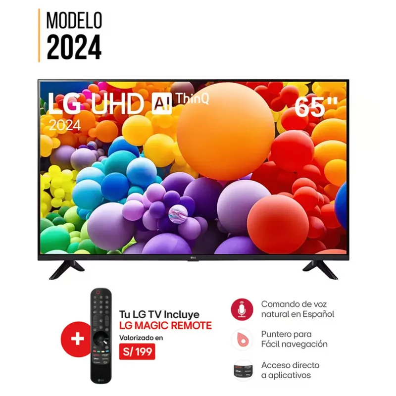LG - Televisor LG 65 Pulg. LED Smart TV 4K UHD con Thinq AI 65UT7300PSA l Control Magic