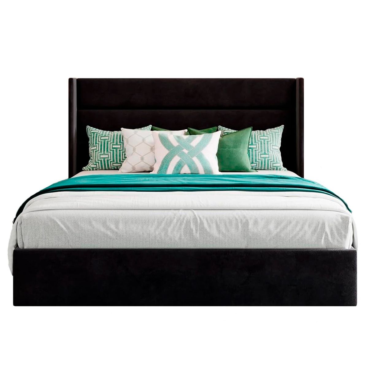 GENERICO - Cama Tapizada Listón Venus Negro Queen