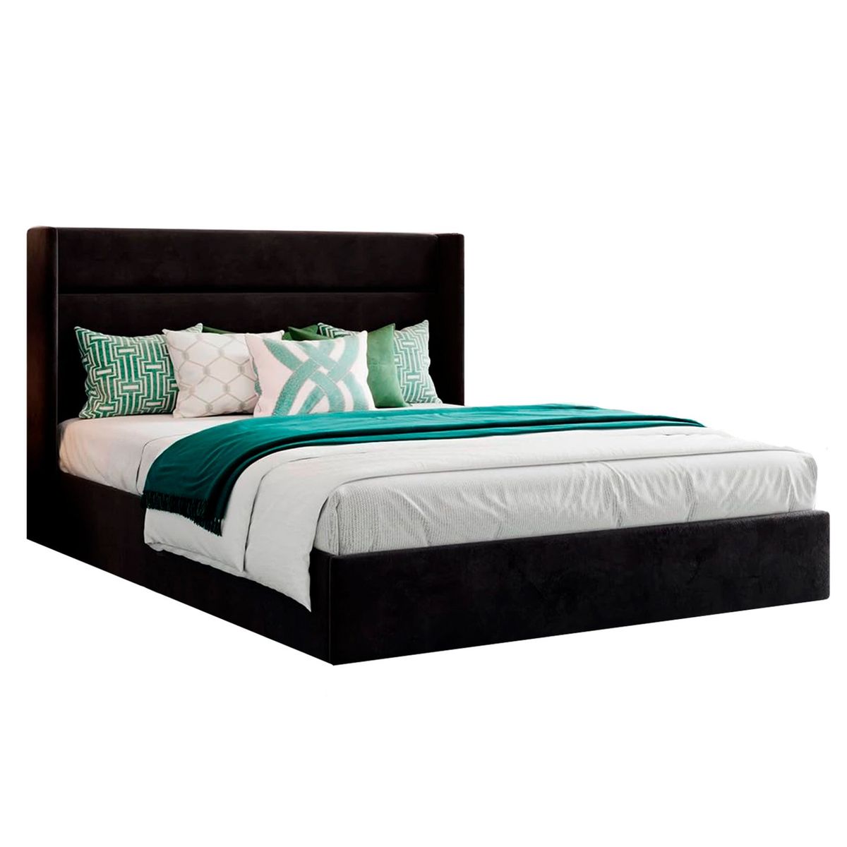 GENERICO - Cama Tapizada Listón Venus Negro Queen