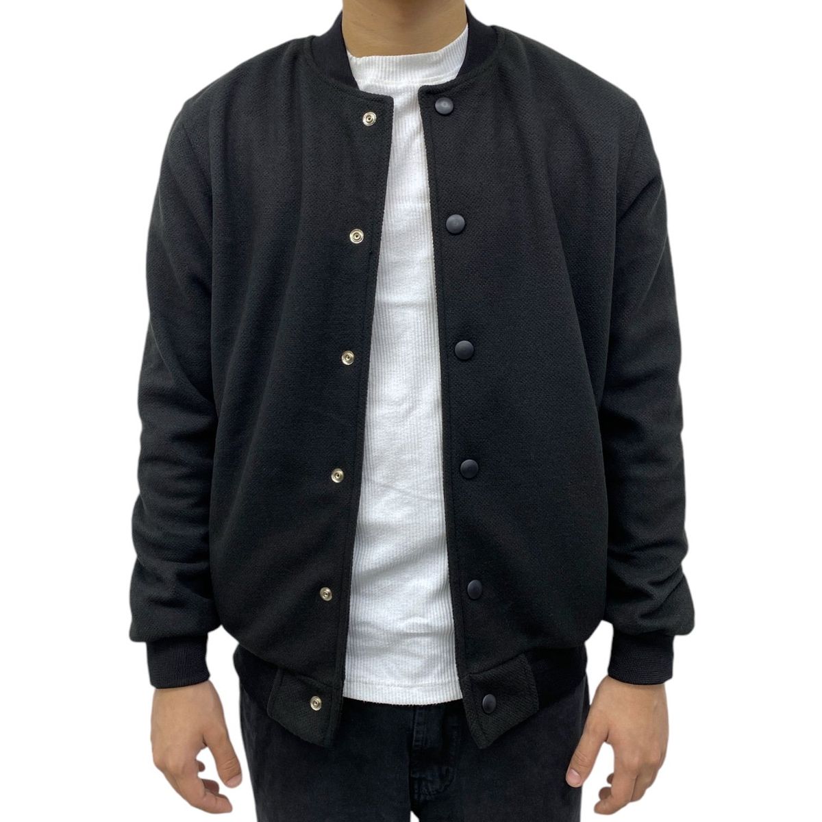 ABORIGEN - Casaca Bomber Cloth de Paño Negro de Hombre - Aborigen