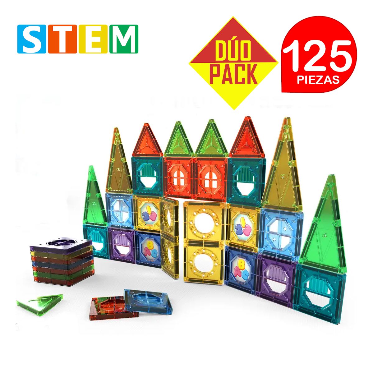 STM - Bloques magnéticos didáctico STEM 56p+69p DÚO PACK 125piezas