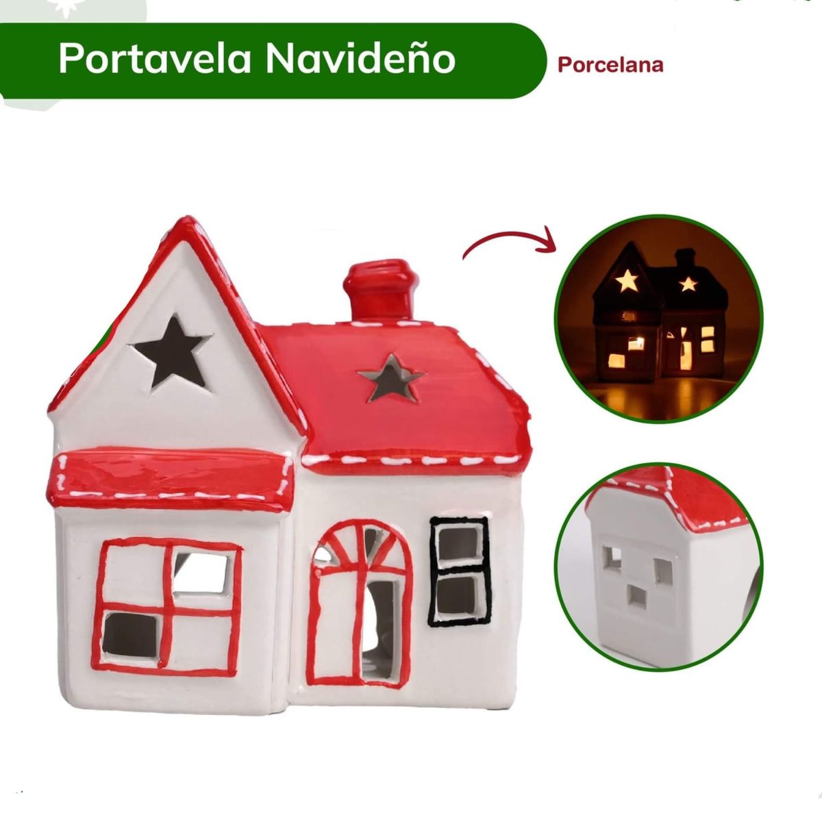 GENERICO - Porta vela navideña de porcelana