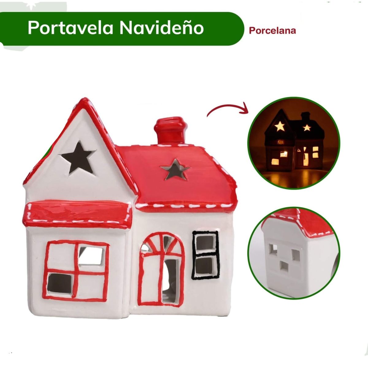 GENERICO - Porta vela navideña de porcelana