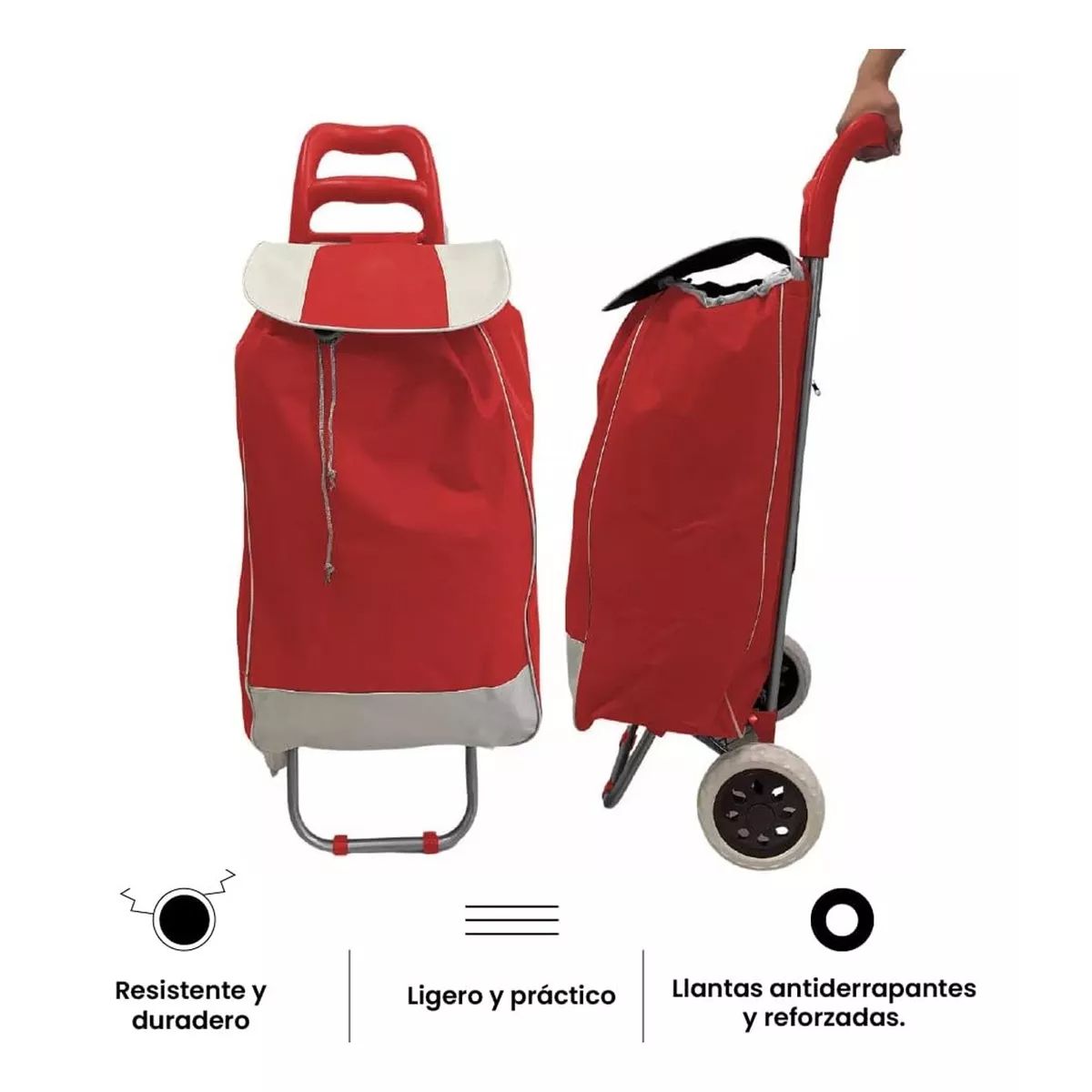 GENERICO - COCHE GRANDE CARRITO COMPRAS MERCADO HOGAR CON BOLSILLO Y CIERRE