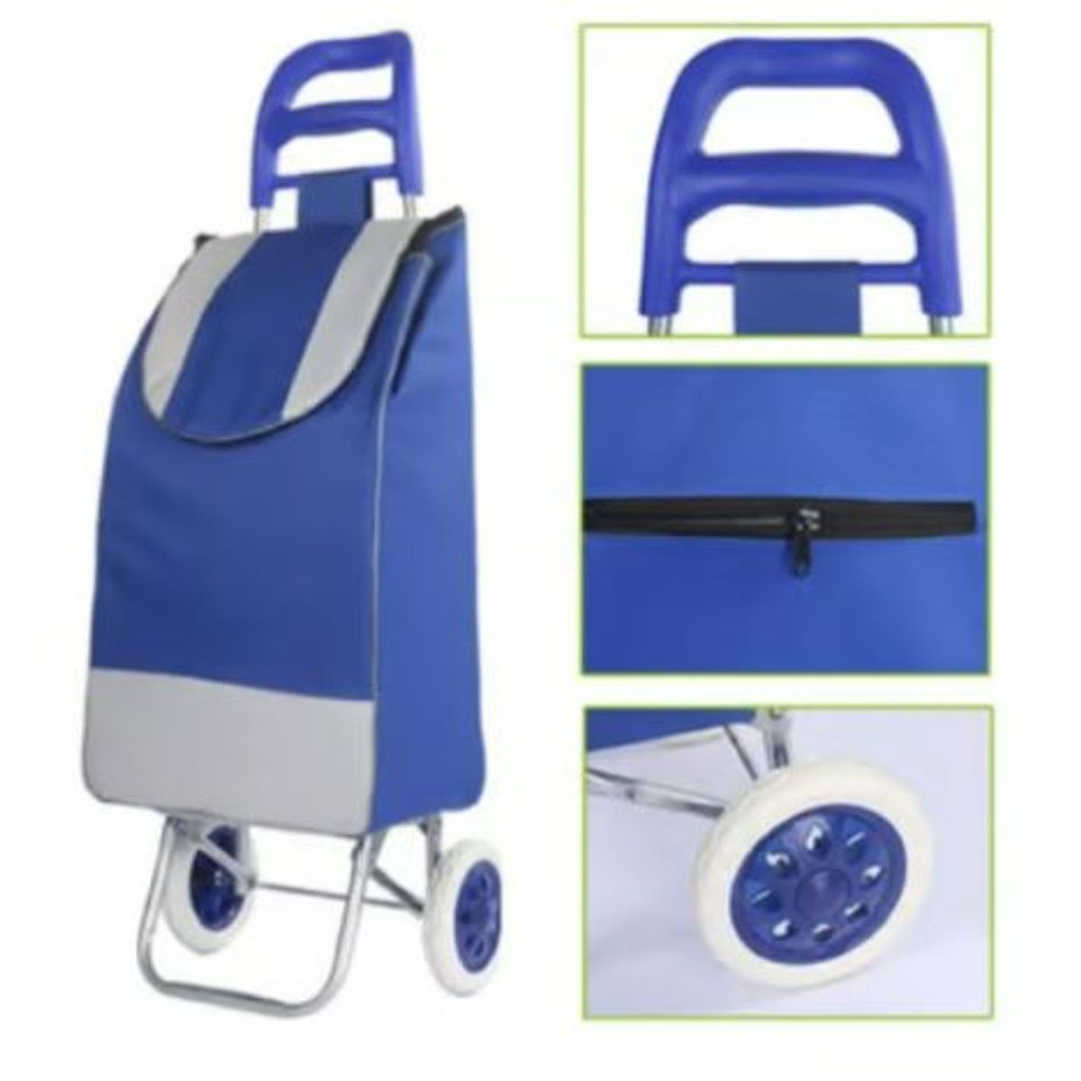 GENERICO - COCHE GRANDE CARRITO COMPRAS MERCADO HOGAR CON BOLSILLO Y CIERRE