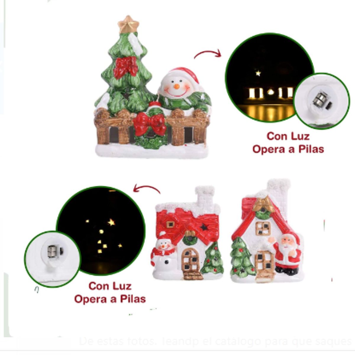 GENERICO - Adorno Navideño de Cerámica con luz Led