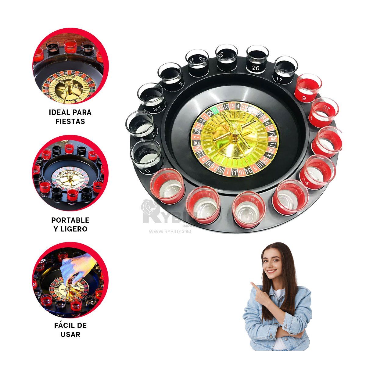 RYBIU IMPORT - Juego de Mesa Shot en Multicolor Y+Envoltorio de Regalo