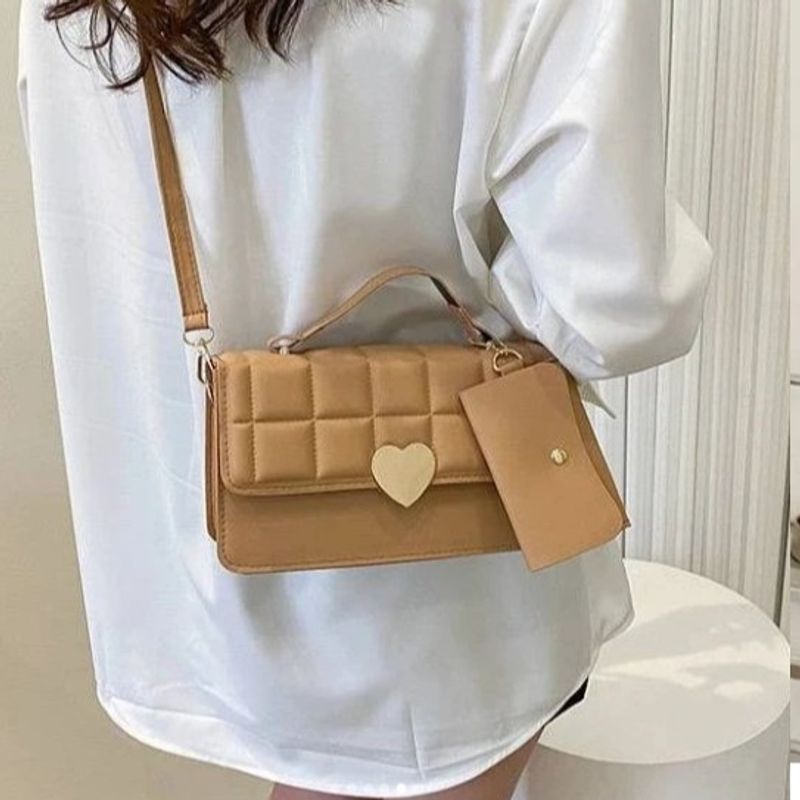 GENERICO - Cartera con Mini monedero 2 en 1 Cuero Sintetico Corazon