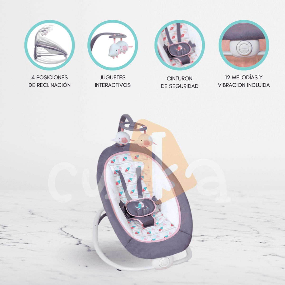 INFANTI - Silla Nido Vibradora Plegable «SEDIA» Pink