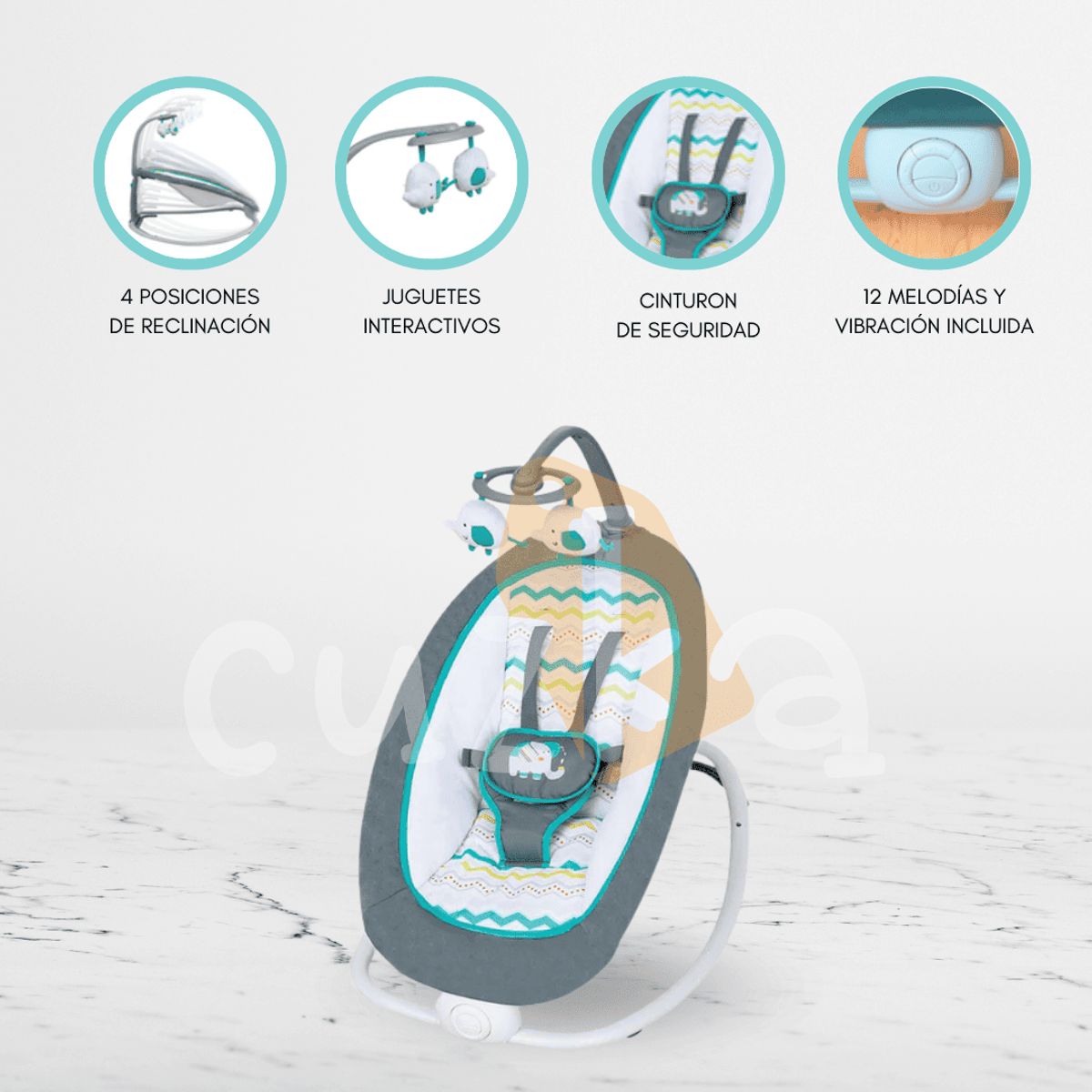 INFANTI - Silla Nido Vibradora Plegable «SEDIA» Green