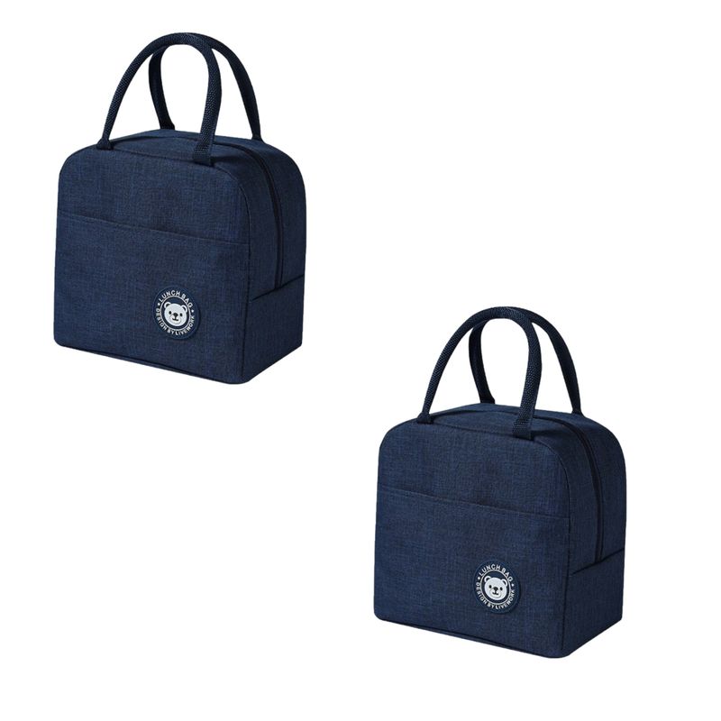 GENERICO - Pack x2 Loncheras Bolso Para alimentos con diseño liso - Azul