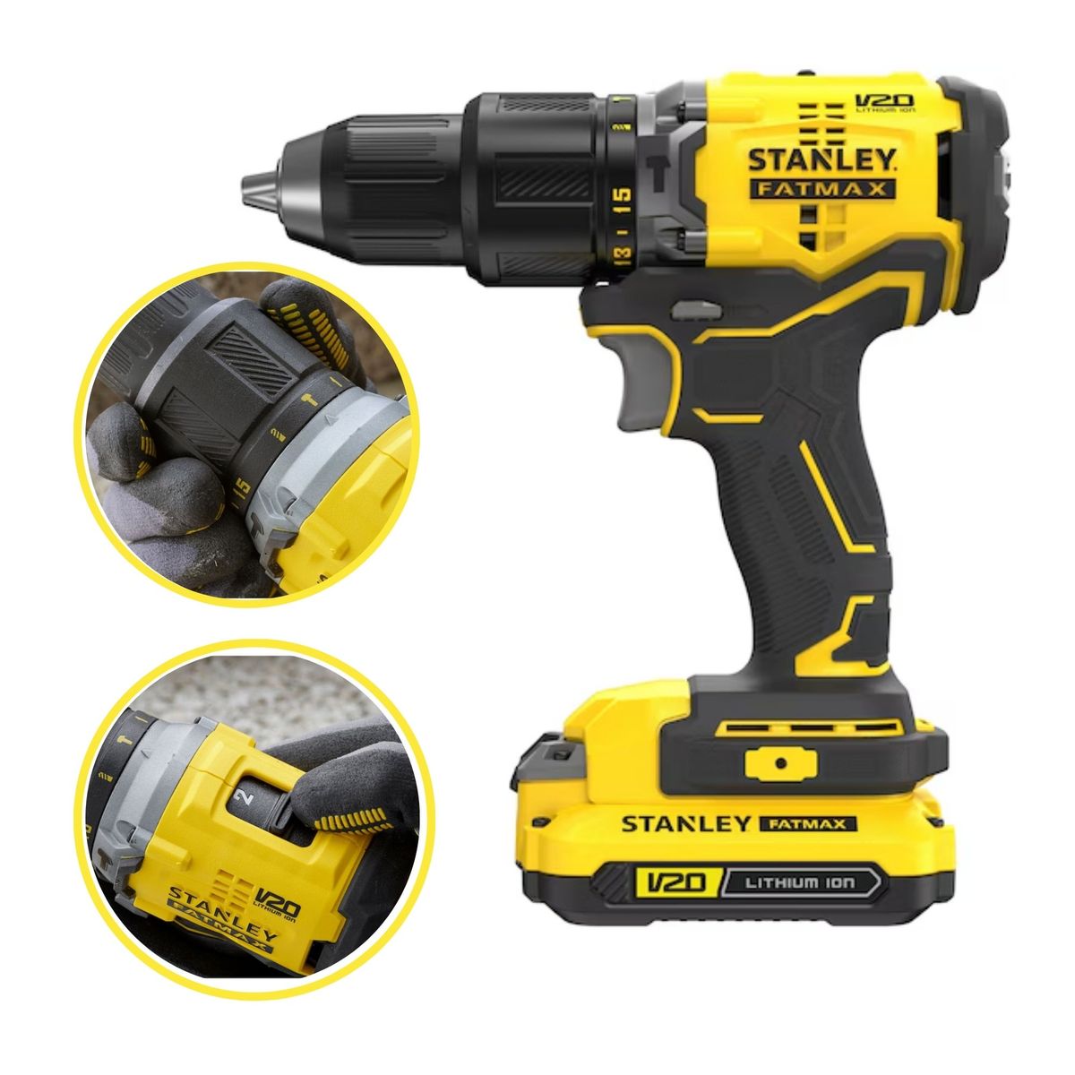 STANLEY - Combo taladro percutor atornillador de impacto amoladora 20V BRUSHLESS
