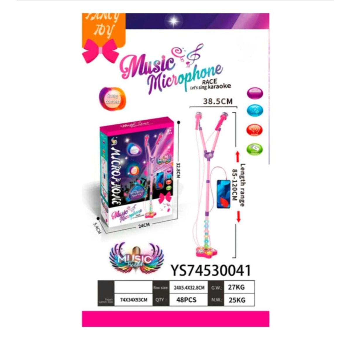 GENERICO - Microfono Doble Juguete de Niños Niñas Karaoke Musical