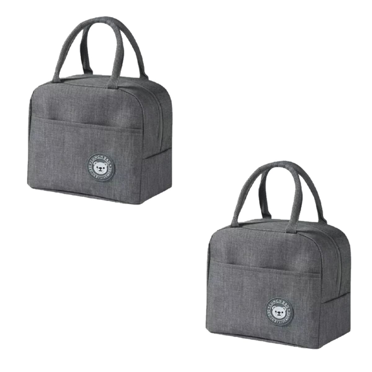 GENERICO - Pack x2 Lonchera Bolso Para alimentos con diseño liso - Gris