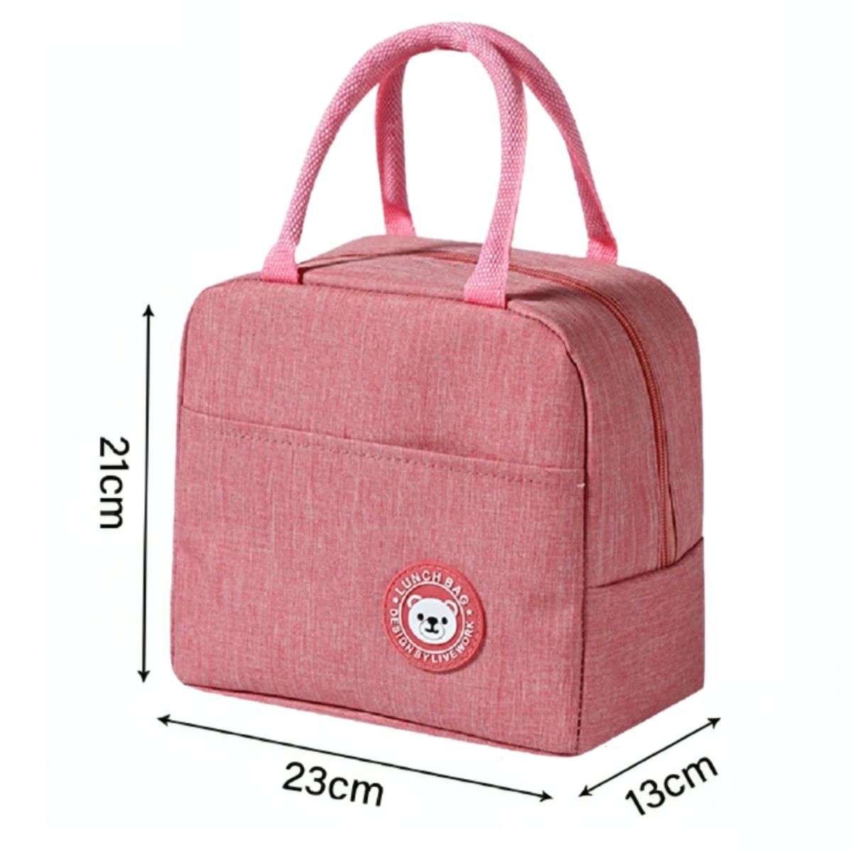 GENERICO - Pack x2 Lonchera Bolso Para alimentos con diseño liso - Rosa