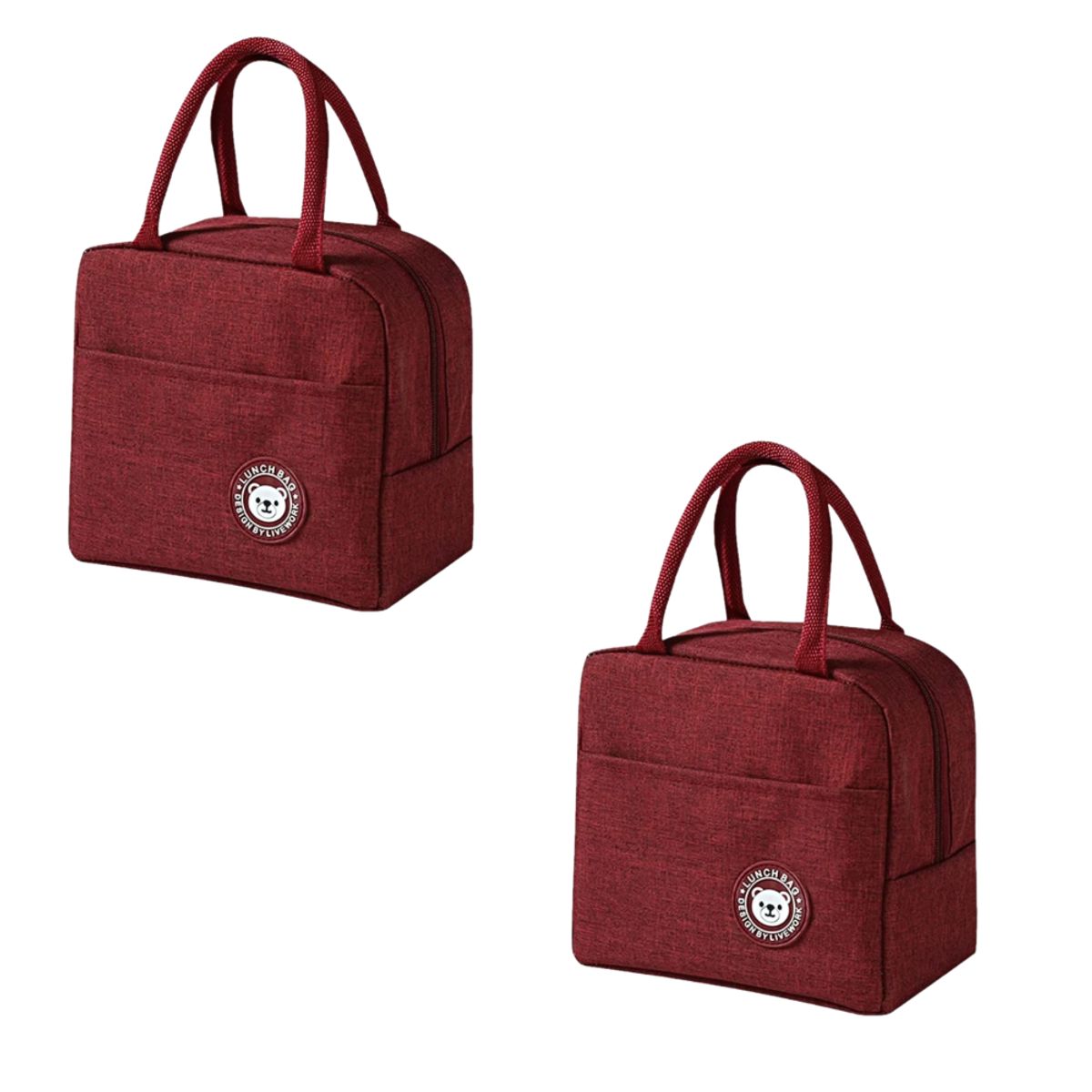 GENERICO - Pack x2 Lonchera Bolso Para alimentos con diseño liso - Rojo