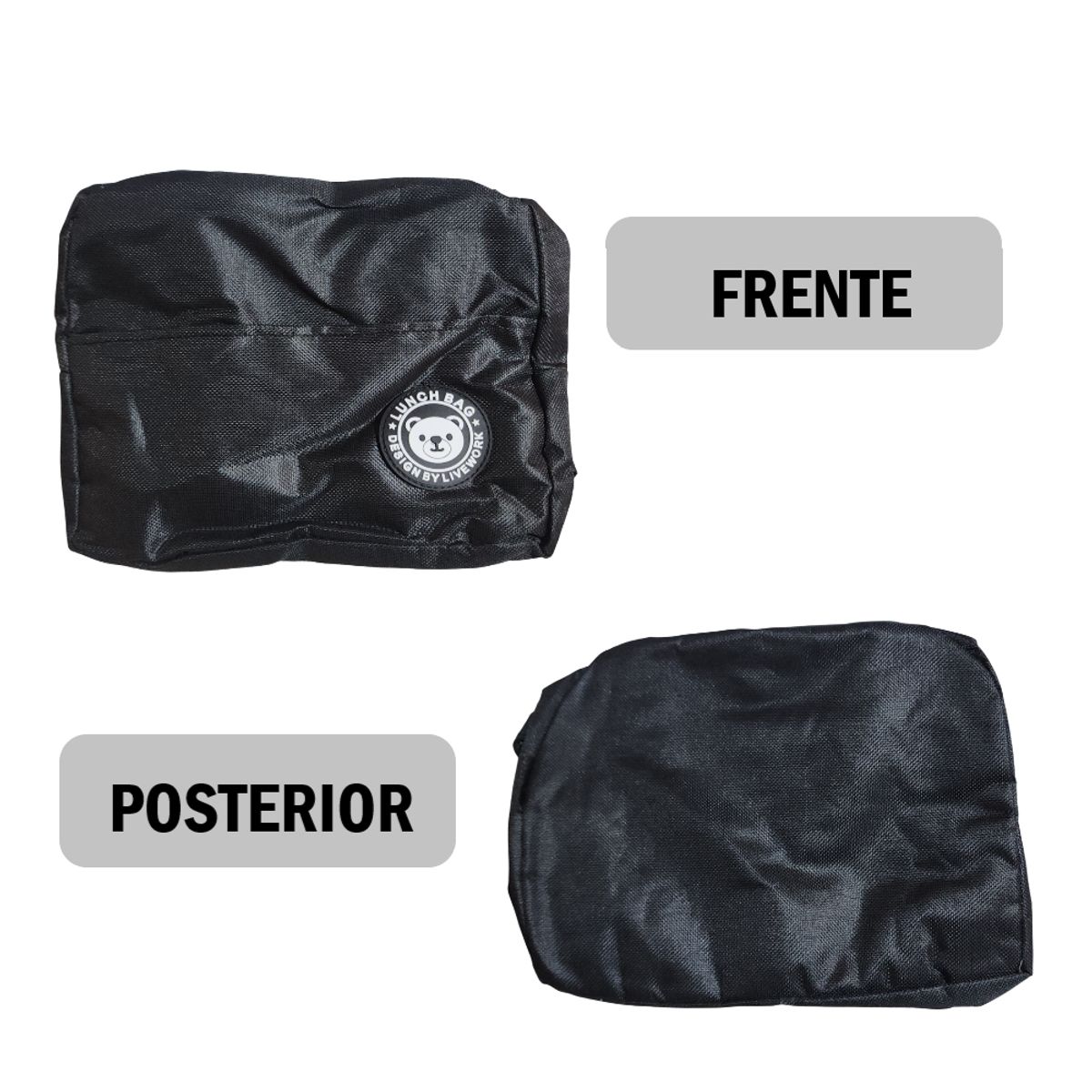 GENERICO - Pack x2 Lonchera Bolso Para alimentos con diseño liso - Negro