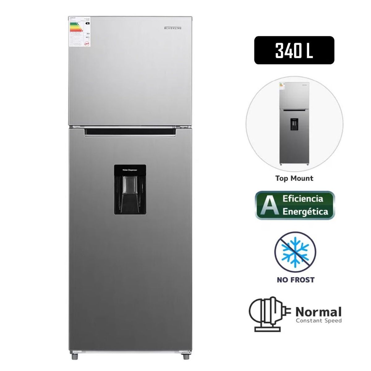 BLACKLINE - REFRIGERADORA BLACKLINE 340L NO FROST INOX