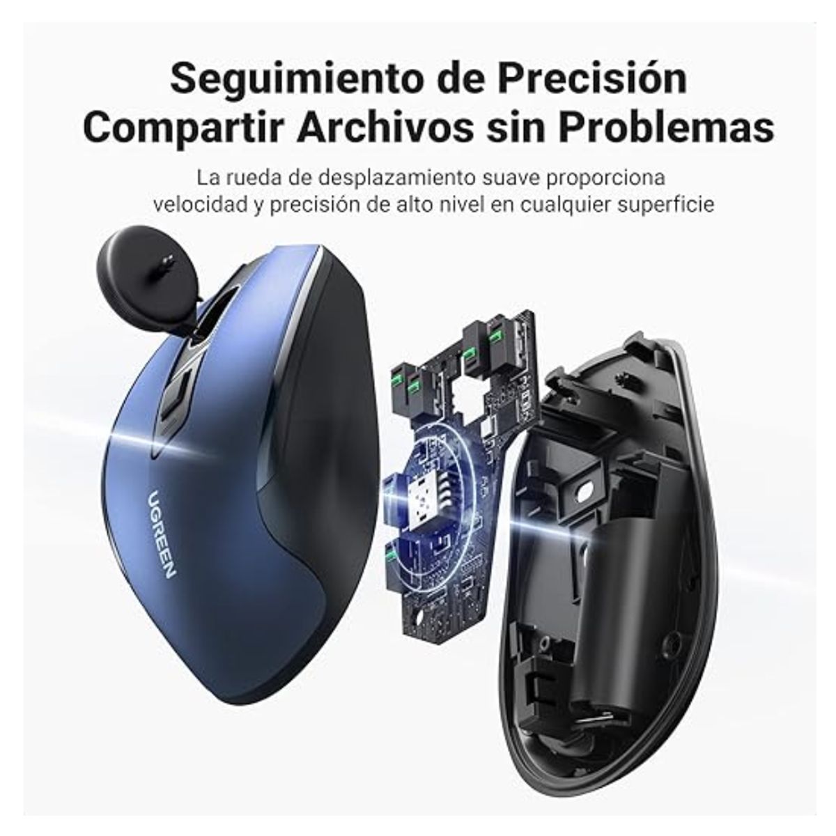 UGREEN - Mouse Inalambrico Ugreen Raton Ergonomico Profesional USB Bluetooth