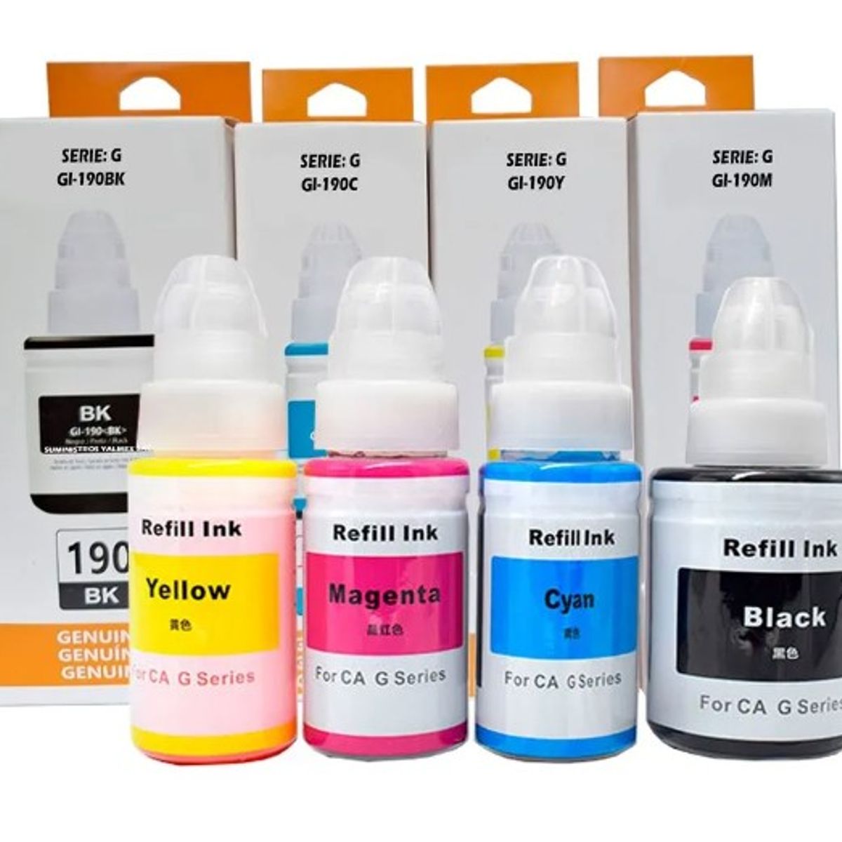GENERICO - Pack Tinta Compatible Gi-190 Para Canon Negro y Colores G3110 G4110