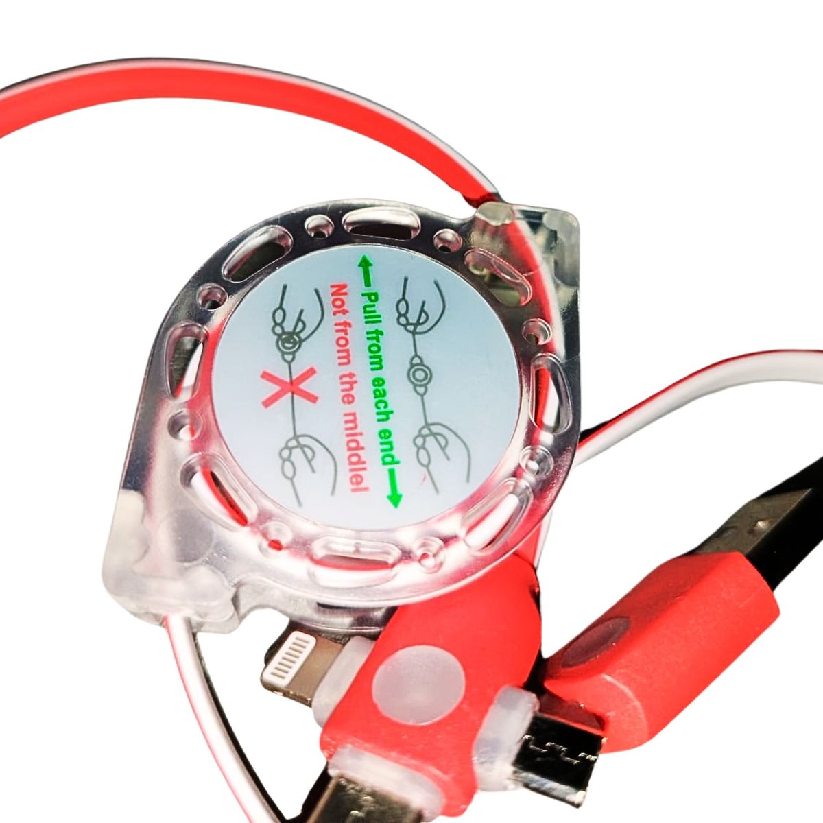 GENERICO - Cable Cargador Retráctil 3 en 1 (Cable USB, Tipo-C, Cable para iPhone)